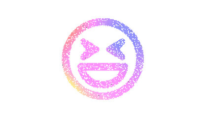 Icon laugh squint is made up of LED square shapes. There are bright diodes and there are black dead diodes