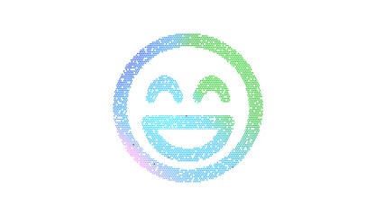 Fototapeta premium Icon laugh beam is made up of LED square shapes. There are bright diodes and there are black dead diodes