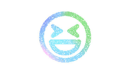 Icon laugh squint is made up of LED square shapes. There are bright diodes and there are black dead diodes