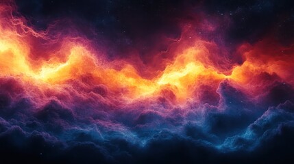 Celestial Inferno: A fiery cosmic landscape of vibrant nebulae and swirling gases.