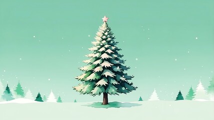 Fototapeta premium Christmas fir tree isolated on a green background with space for text