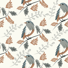 warbler pattern  amidst the autumn flat design