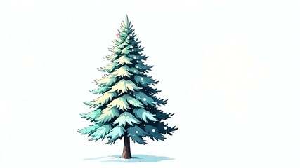 Obraz premium Christmas fir tree isolated on a white background with space for text. Watercolor style