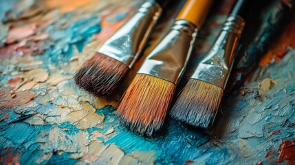 Obraz premium Paintbrushes Resting on an Artist's Palette