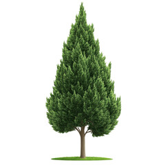 A lush green cypress tree, towering with vibrant foliage, representing nature's beauty and tranquility in a serene outdoor environment.