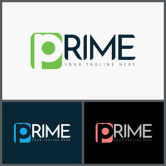 letter p prime initial logo set text typography 