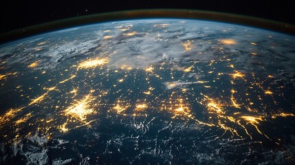 Glowing City on Earth Seen from Space Urban Development and Environmental Sustainability Concept
