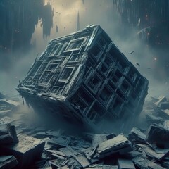 Borg Cube Debris Field Shattered remnants of a Borg cube offer a