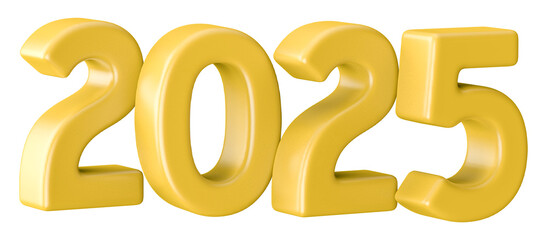 New Year 2025 Yellow Number 3D Render