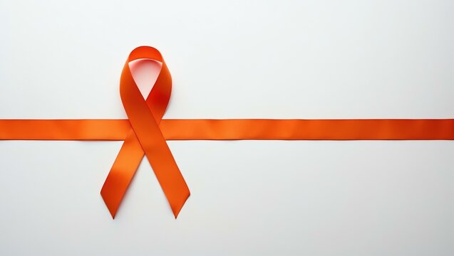 orange ribbon design on a plain white background. For awareness