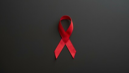 red ribbon design on a plain black background. For awareness