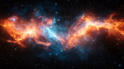 Naklejka premium Swirling Galaxy Inspired Cosmic Frame with Colorful Nebula Clouds and Stars in Deep Space Background