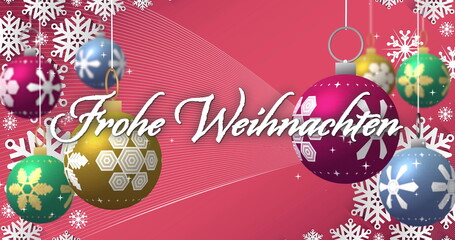 Image christmas baubles on pink background