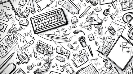 Doodle art mix work concept