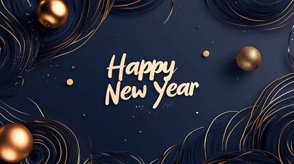 Praising Happy New Year written in elegant silver script on a deep burgundy background, adorned with subtle gold sparkles.