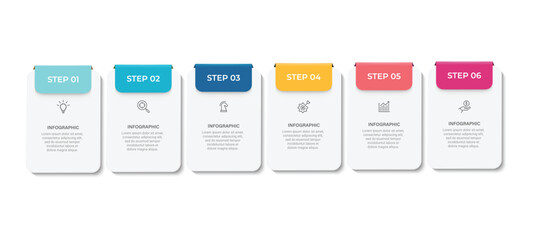 Vector Infographic label design template with icons and 6 options or steps. Can be used for process diagram, presentations, workflow layout, banner, flow chart, info graph.