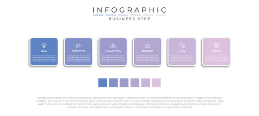 Infographic business 6 steps to success. Vector illustration.