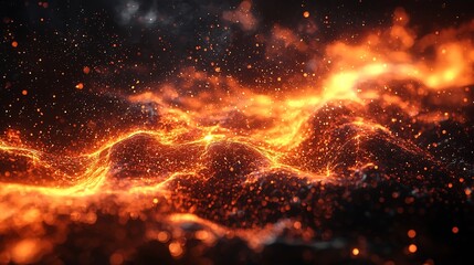 Futuristic Digital Interface Ablaze with Fiery Energy and Innovation