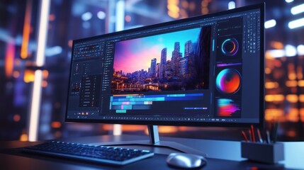 Fototapeta premium Video Editing Workstation