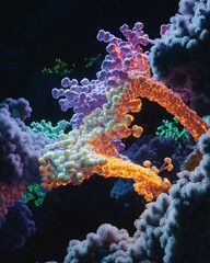 Naklejka premium 3D Molecular Visualization of Insulin Structure