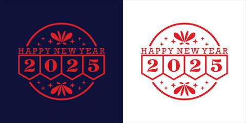 Creative Happy New Year 2025 Circle Logo Design, Design Inspiration, Illustration, Vector