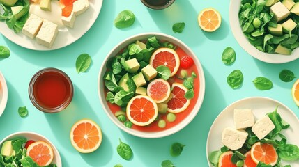 Creating a Vibrant Vegan Experience Minimalist Smoothie Bowl Dining Table Culinary Art Modern Home Top View Healthy Living