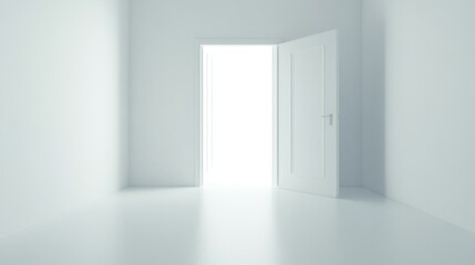 Bright Room with Open Door and White Background