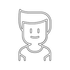 Happy boy icon in line style