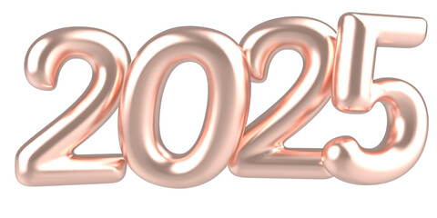 Happy New Year 2025 Copper Number 3D Render