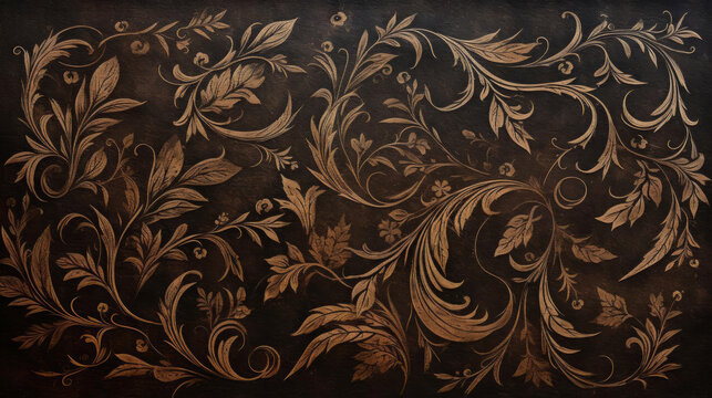 Elegant floral pattern with intricate designs on dark background