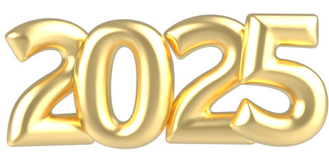 Happy New Year 2025 Number 3D Gold