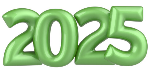 Happy New Year 2025 Number 3D Green