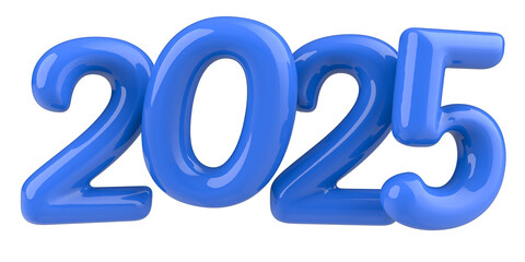 Happy New Year 2025 Number Blue 3D Render