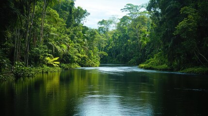 A river with green trees on both sides