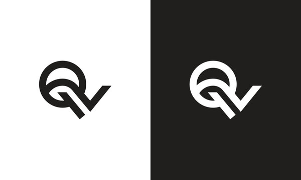 QV logo, monogram unique logo, black and white logo, premium elegant logo, letter QV Vector