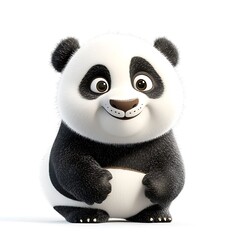 Obraz premium youthful giant panda, Youthful Giant Panda on White Background