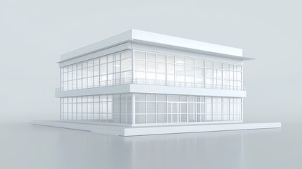 Fototapeta premium Modern White Building with Bright Exterior Lighting