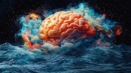 Obraz premium Surreal Brain Vortex Symbolizing Influences on Human Thought and Knowledge