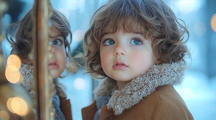 Child Gazes into Mirror Envisioning Future as Influential Leader Inspired by Education