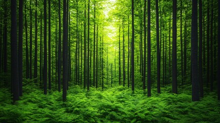 Fototapeta premium A lush green forest symbolizing the importance of plant transpiration in the water cycle.