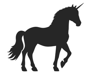 Silhouette of a unicorn isolated on transparent background