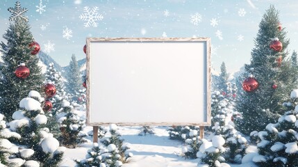 Winter Wonderland Sign - Festive Decorations and Snowflakes in Whimsical Landscape | Ultra-Detailed Photo
