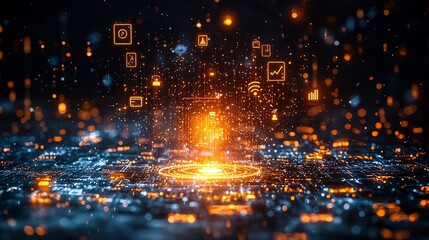 Fototapeta premium Glowing Spotlight on Digital Marketing Success and Innovation