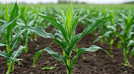Obraz premium A cornfield with visible water vapor rising under intense sunlight.