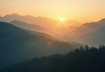 Obraz premium Fog and mountains in the morning high angle form drone