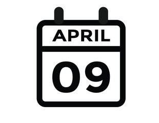 9 April calendar vector. Flat vector daily calendar icon. calendar icon vector.9 april Calendar Day or Calendar Date for Deadlines or Appointment 
