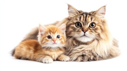 Adorable Kitten and Cat Together