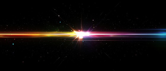 Obraz premium Digital art futuristic rainbow light flares in a dark vibrant environment