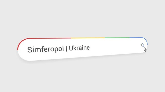 Typing Simferopol - Ukraine in Search Bar Animation | Close-Up Search Engine Interface | Web Search for Simferopol - Ukraine | Internet Browsing Technology Video