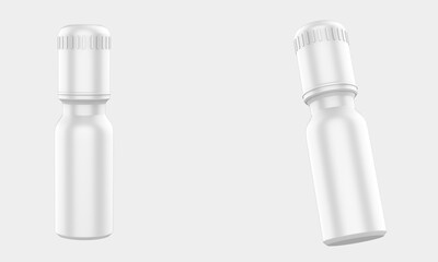 Matte Roll-on Deodorant Bottle Mockup Isolated On White Background. 3d illustration